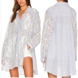 NWT Free People Rare Find Maldives Stripes Lacey Tunic Top